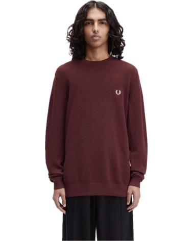 PULL FRED PERRY K1309 BORDEAUX AVEC LAURIER AZUL