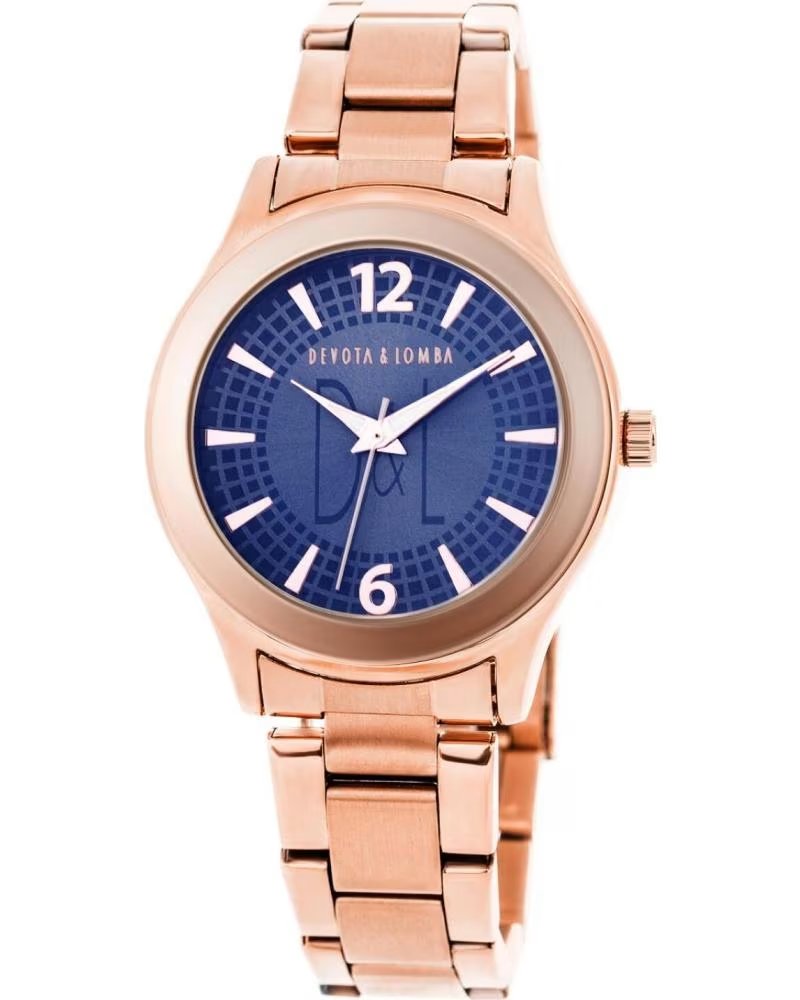 DEVOTA LOMBA MONTRE & DL001W-03MARINE DORÉE CADRAN BLEU DORADO