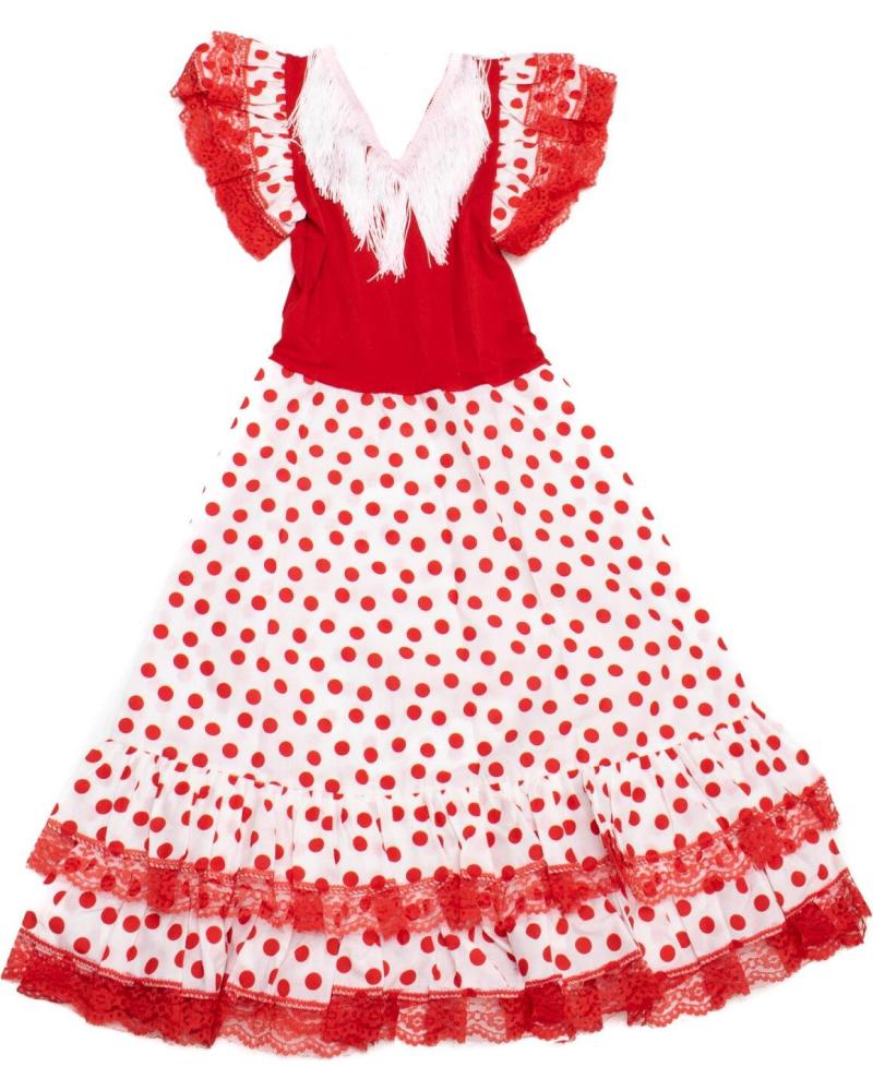 VESTIDO FLAMENCO FLAMENCO VS-ROB-LRO PARA MENINA COM FOLHOS E BOLINHAS