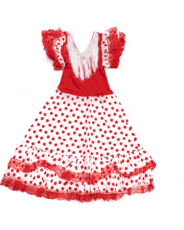 VESTIDO FLAMENCO FLAMENCO VS-ROBL-LR8 PARA MENINA COM BOLINHAS E FOLHOS VERMELHOS