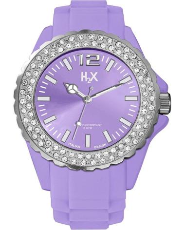 RELÓGIO HAUREX SS382DL1 DE SILICONE LILÁS COM BISEL DE CRISTAIS LILA