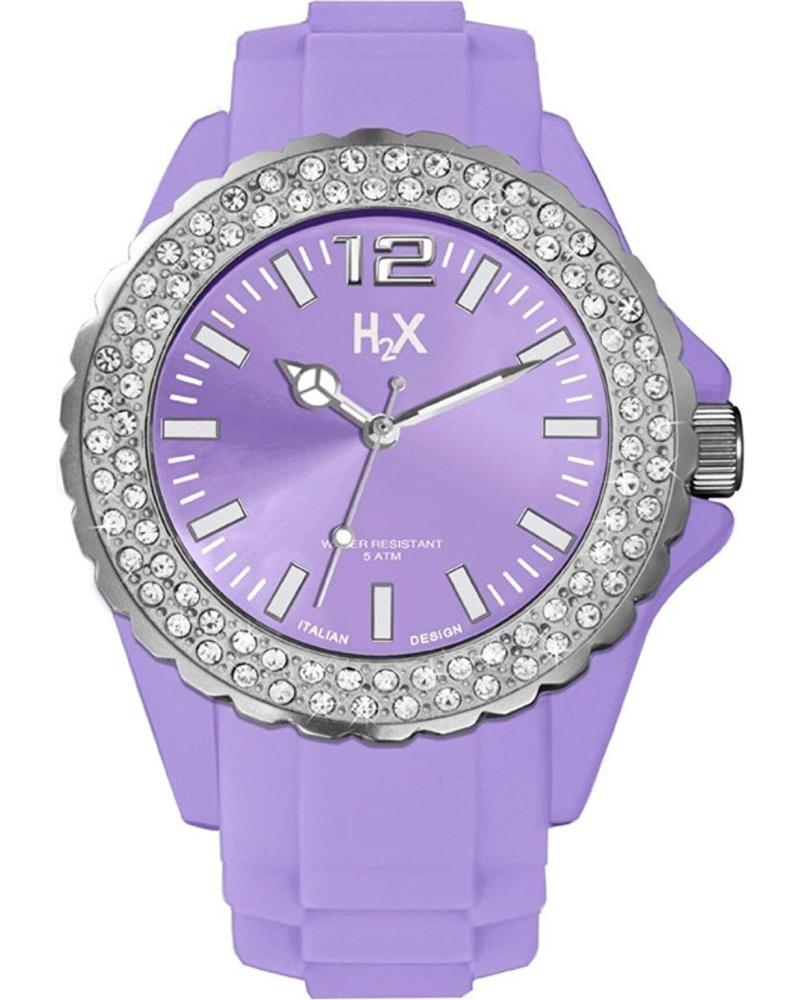 RELÓGIO HAUREX SS382DL1 DE SILICONE LILÁS COM BISEL DE CRISTAIS LILA