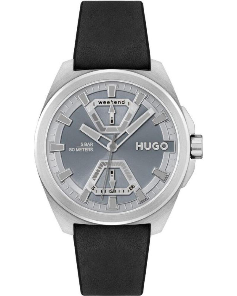 RELOJ HUGO 1530240 NEGRO CON CAJA PLATEADA Y CORREA DE SILICONA NEGRO