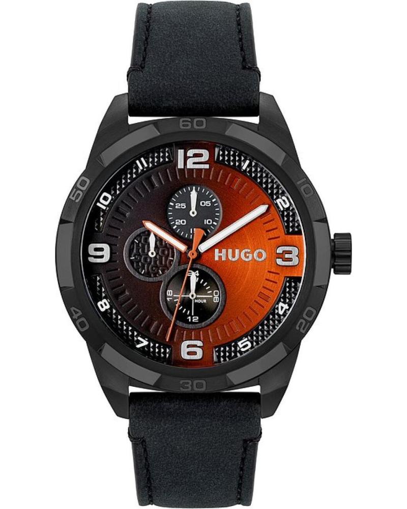 HUGO CHRONOGRAPHENUHR 1530275 SCHWARZ MIT BICOLOR-ZIFFERBLATT UND LEDERARMBAND NEGRO