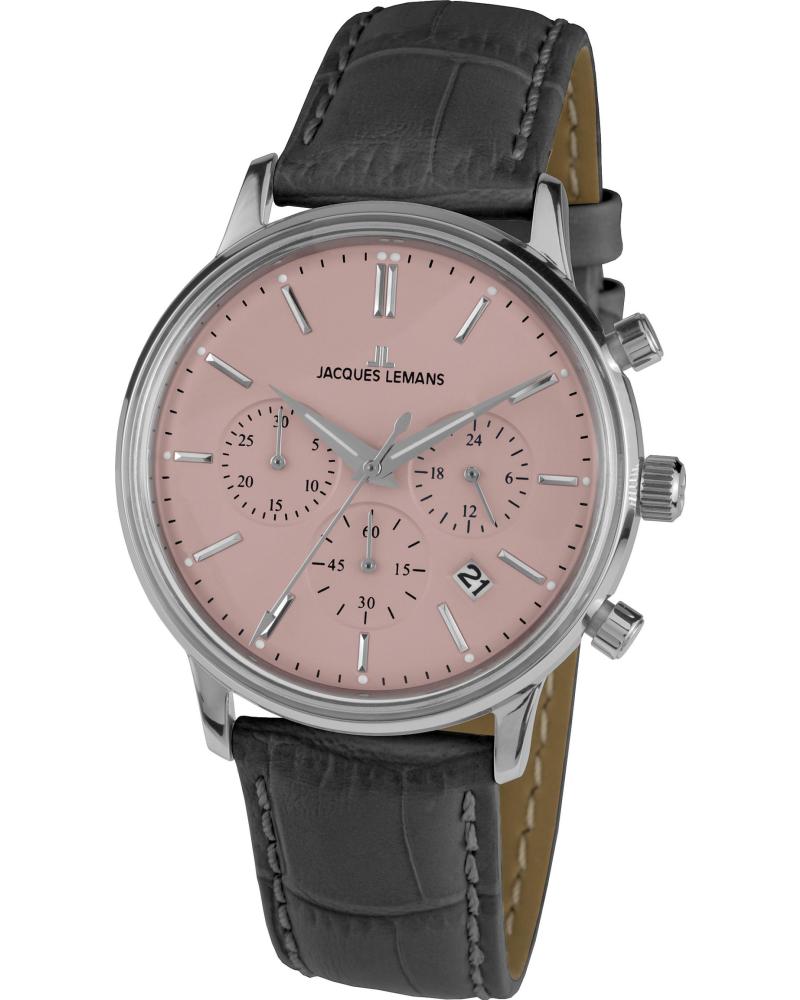 RELOJ JACQUES LEMANS 1-209F NEGRO CON ESFERA ROSA NEGRO
