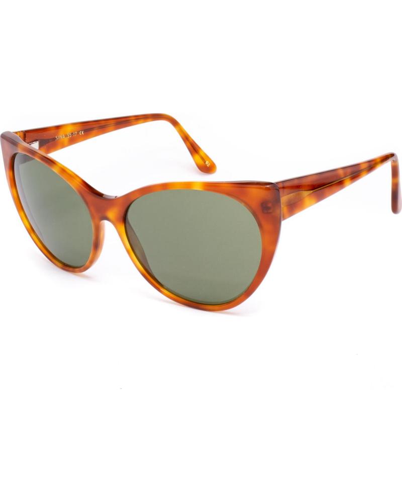 LGR SIWA-HAVANA-02 KATZENAUGEN-SONNENBRILLE MIT HAVANA-FASSUNG UND GRÜNEN GLÄSERN