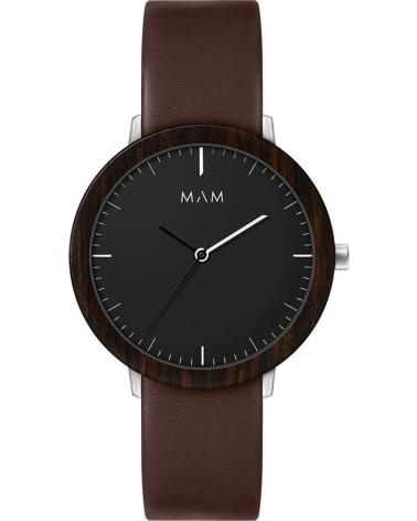 RELOJ MAM 627 CON ESFERA NEGRA Y CORREA DE PIEL MARRÓN MARRON