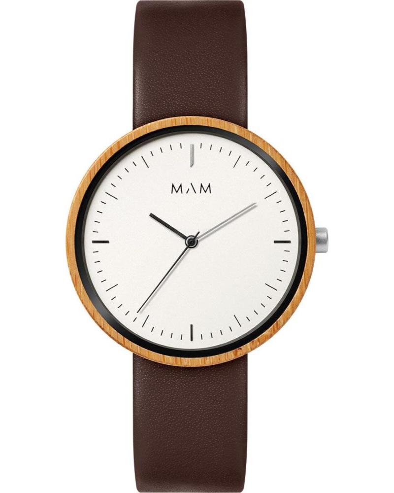 RELOJ MAM 650 CON ESFERA BLANCA Y CORREA DE CUERO MARRÓN MARRON