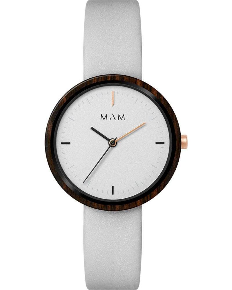 RELOJ MAM 658 CON ESFERA BLANCA Y CORREA DE CUERO BLANCA BLANCO