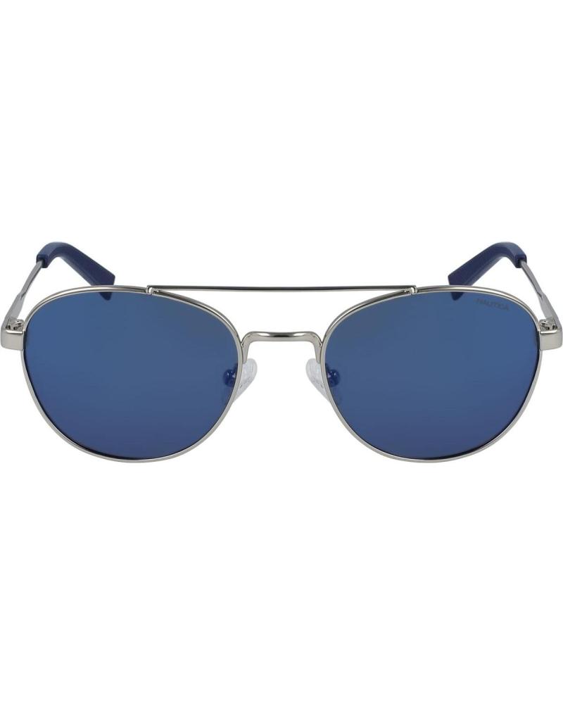 ÓCULOS DE SOL NAUTICA N4641SP-040 COM ARMAÇÃO PRATEADA E LENTES AZUIS ESPELHADAS