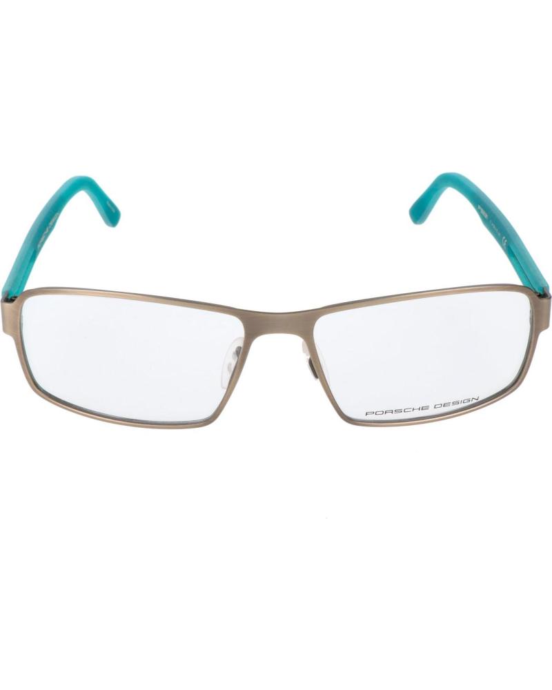 ARMAÇÃO DE ÓCULOS PORSCHE P8231-E RETANGULAR EM METAL CINZA COM HASTES VERDES