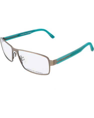 ARMAÇÃO DE ÓCULOS PORSCHE P8231-E RETANGULAR EM METAL CINZA COM HASTES VERDES