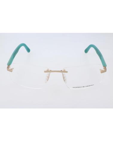 MONTURE DE LUNETTES PORSCHE P8233-E SANS CERCLAGE AVEC BRANCHES VERTES ET PONT DORÉ