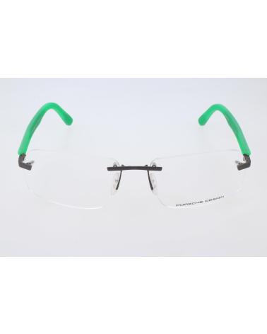 MONTURE DE LUNETTES PORSCHE P8233-F SANS CERCLAGE AVEC BRANCHES VERTES ET PONT NOIR