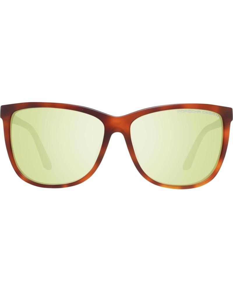 LUNETTES DE SOLEIL PORSCHE P8590-61B ÉCAILLE AVEC DÉTAILS ARGENTÉS ET VERRES JAUNE-VERT