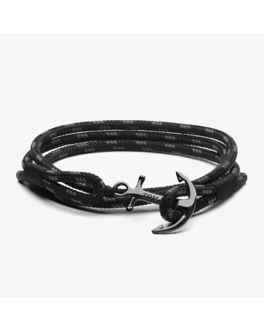PULSEIRA TOM HOPE TM0130 COM ÂNCORA PRATEADA E CORDA TRANÇADA PRETA