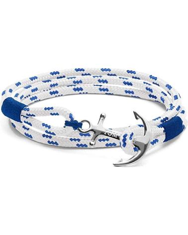 PULSEIRA TOM HOPE TM0163 TRANÇADA BRANCO E AZUL COM ÂNCORA DE AÇO BLANCO AZUL