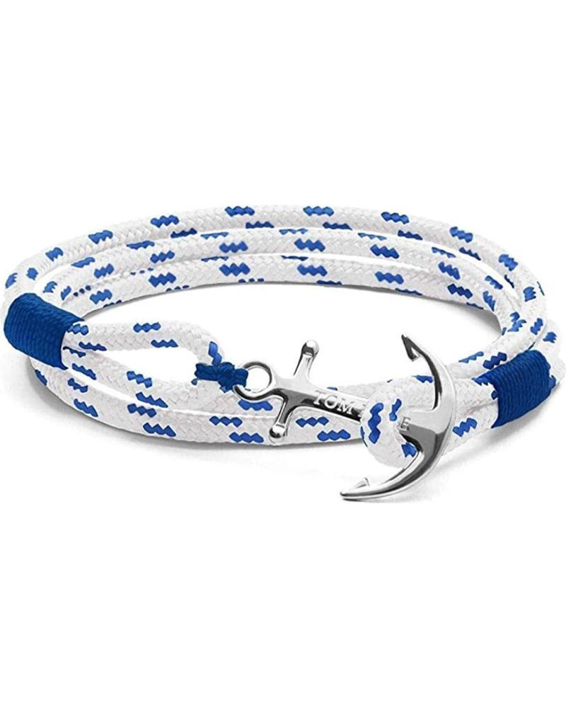 TOM HOPE TM0163 BRAIDED BRACELET WHITE AND BLUE WITH STEEL ANCHOR BLANCO AZUL