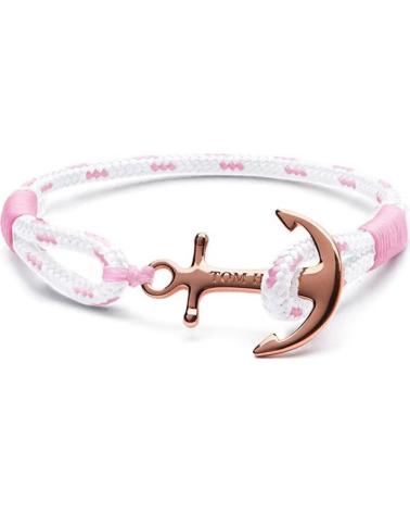PULSEIRA TOM HOPE TM0171 TRANÇADA ROSA E BRANCO COM ÂNCORA OURO ROSA
