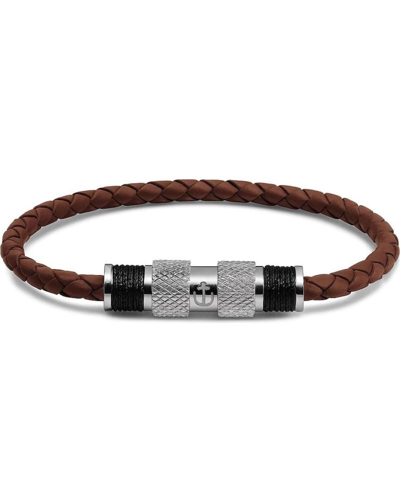 TOM HOPE TM0262 BROWN BRAIDED LEATHER BRACELET WITH STAINLESS STEEL CLASP