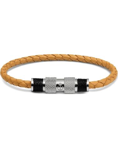 PULSEIRA TOM HOPE TM0265 EM COURO TRANÇADO BEGE COM FECHO DE AÇO INOXIDÁVEL