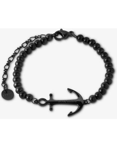 PULSEIRA TOM HOPE TM0343 ÂNCORA PRETA CONTAS AÇO INOXIDÁVEL