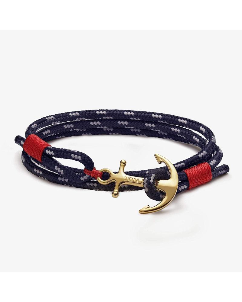 TOM HOPE ARMBAND TM0411 MARITIM BLAU-ROT MIT GOLDENEM ANKER AZUL ROJO