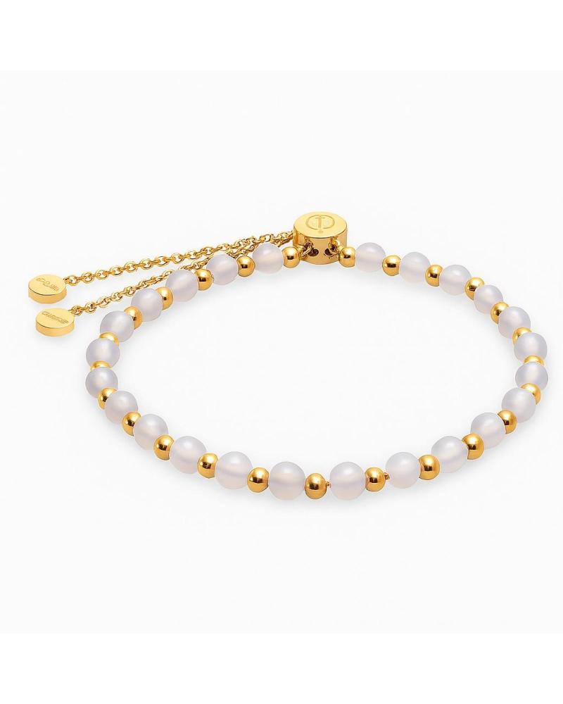 PULSEIRA TOM HOPE TM0516 COM CONTAS CLARAS E FECHO AJUSTÁVEL DOURADO