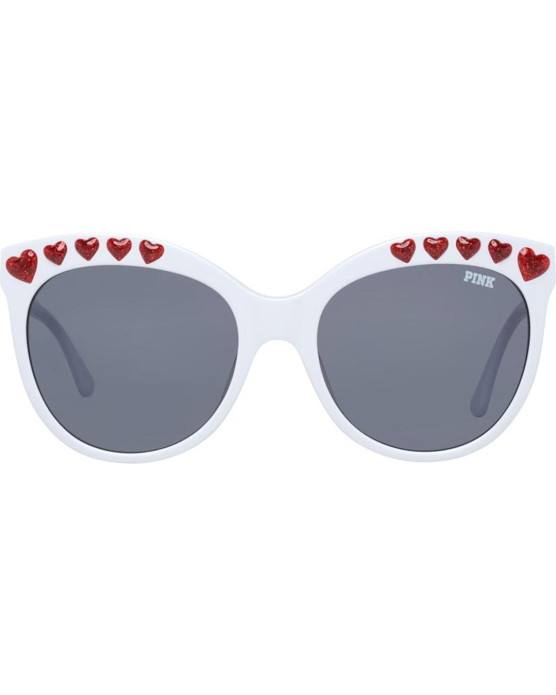 VICTORIA'S SECRET SONNENBRILLE PK0009-5725A CAT-EYE WEISS MIT ROTEN HERZEN