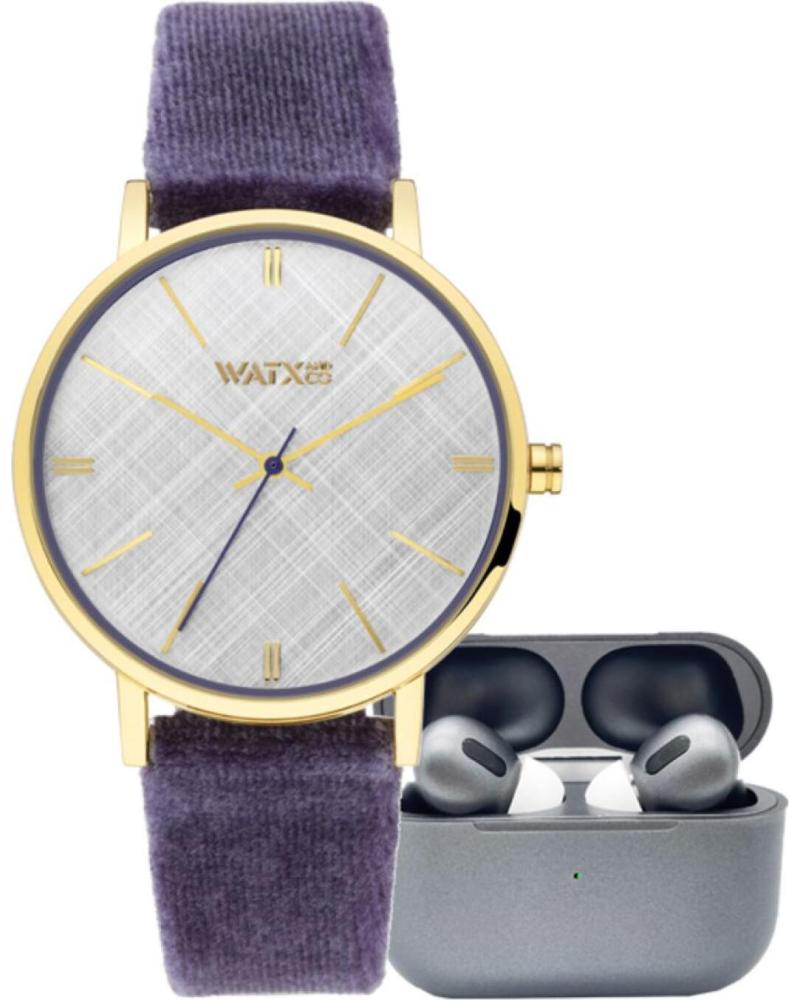 ENSEMBLE MONTRE WATXANDCO RELOJ1038 AVEC BRACELET VIOLET ET ÉCOUTEURS SANS FIL GRIS GRIS