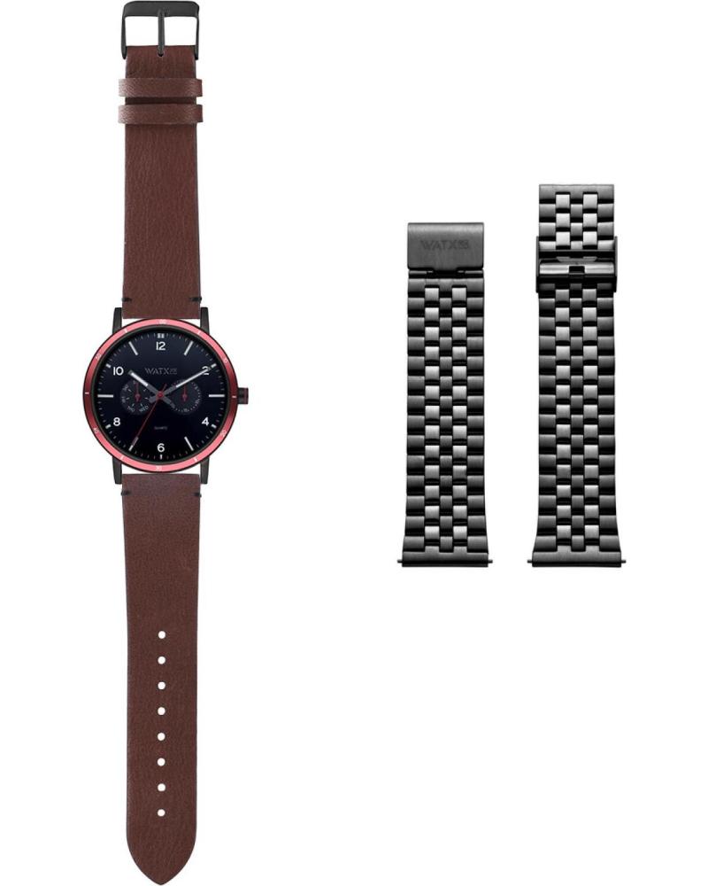 WATXANDCO WABOXSPELL3 SET OROLOGIO E CINTURINI INTERCAMBIABILI MARRONE ROJO