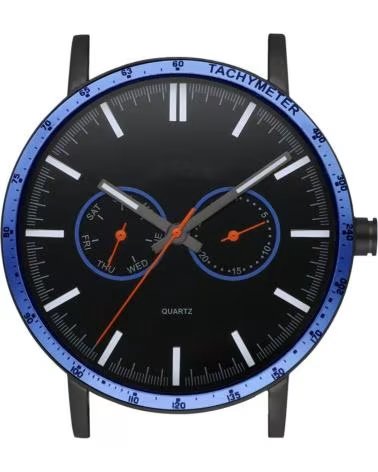 WATXANDCO WXCA2721 ARMBANDUHR MIT SCHWARZEM ZIFFERBLATT UND BLAUER LÜNETTE