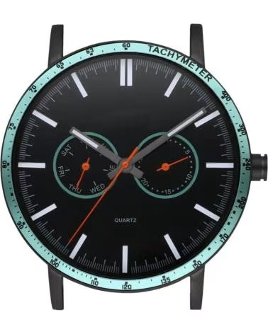 WATXANDCO WXCA2722 ARMBANDUHR MIT SCHWARZEM ZIFFERBLATT UND MINTGRÜNER LÜNETTE