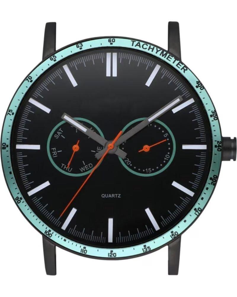 WATXANDCO WXCA2722 ARMBANDUHR MIT SCHWARZEM ZIFFERBLATT UND MINTGRÜNER LÜNETTE