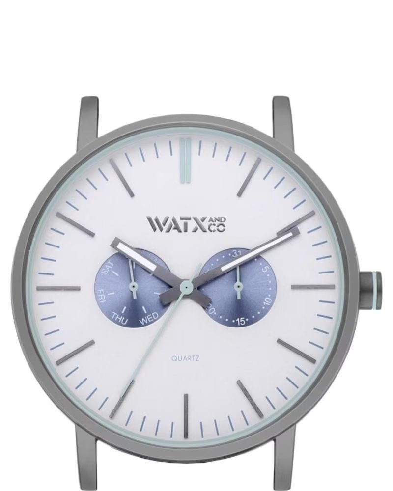 MONTRE WATXANDCO WXCA2733 AVEC CADRAN BLANC ET SOUS-CADRANS BLEUS