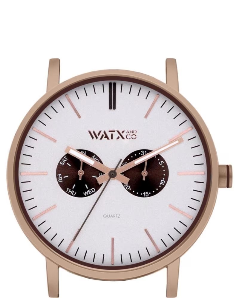 WATXANDCO WXCA2735 UHR MIT WEISSEM ZIFFERBLATT UND ROSÉGOLDENEN AKZENTEN