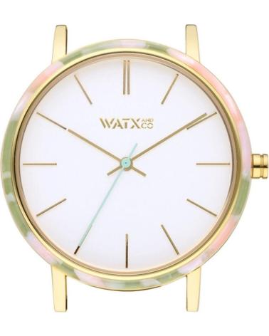 WATXANDCO WXCA3035 WATCH WITH WHITE DIAL AND GOLD MARBLE BEZEL