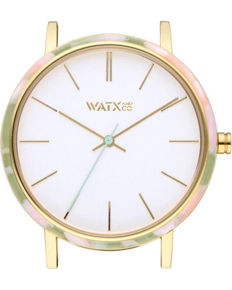 WATXANDCO WXCA3035 WATCH WITH WHITE DIAL AND GOLD MARBLE BEZEL
