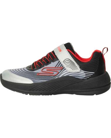 SKECHERS KIDS' HOOK-AND-LOOP SNEAKERS GREY AND RED GRIS