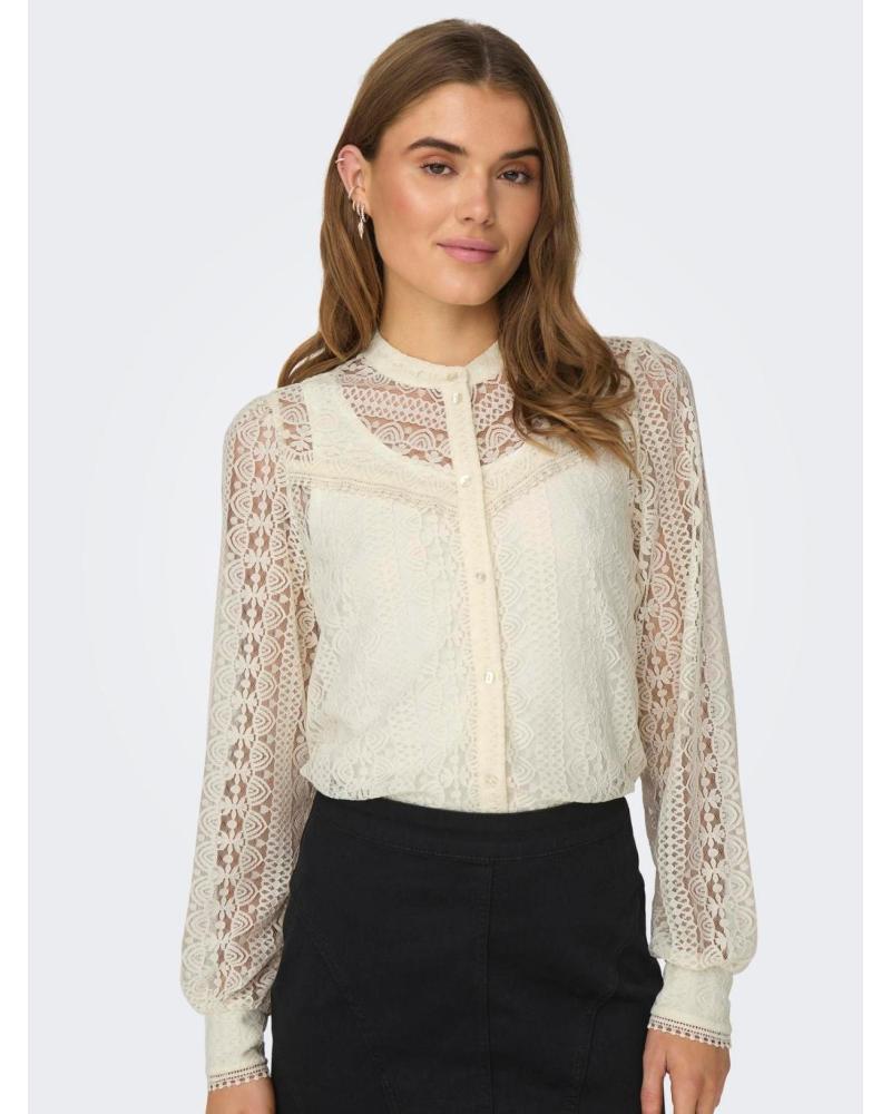 ONLY CAMICIA MANICA LUNGA IN PIZZO 15282071 BEIGE BEIG