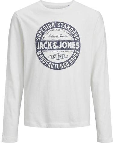 JACK & JONES T-SHIRT A MANICHE LUNGHE CON LOGO 12237416 BIANCO BLANCO