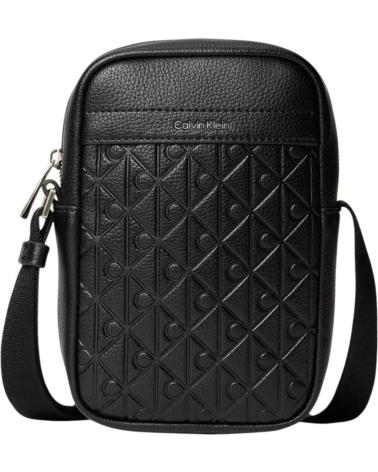 BORSA A TRACOLLA CALVIN KLEIN EMBLEM AOP EMBOSS SLIM NERO NEGRO