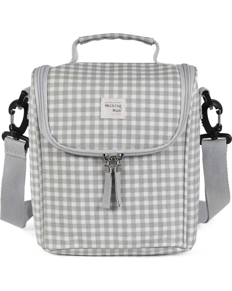 BOLSA TÉRMICA PORTA BIBERONES Y ALIMENTOS WALKING MUM CUADROS VICHY GRIS GRIS