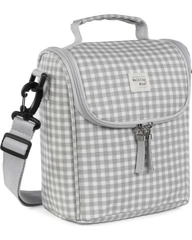 BOLSA TÉRMICA PORTA BIBERONES Y ALIMENTOS WALKING MUM CUADROS VICHY GRIS GRIS