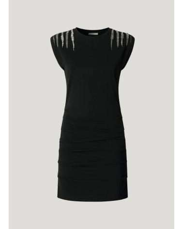 VESTITO PEPE JEANS PL9537726 NERO CON DETTAGLI A LISTINI SULLE SPALLE NEGRO