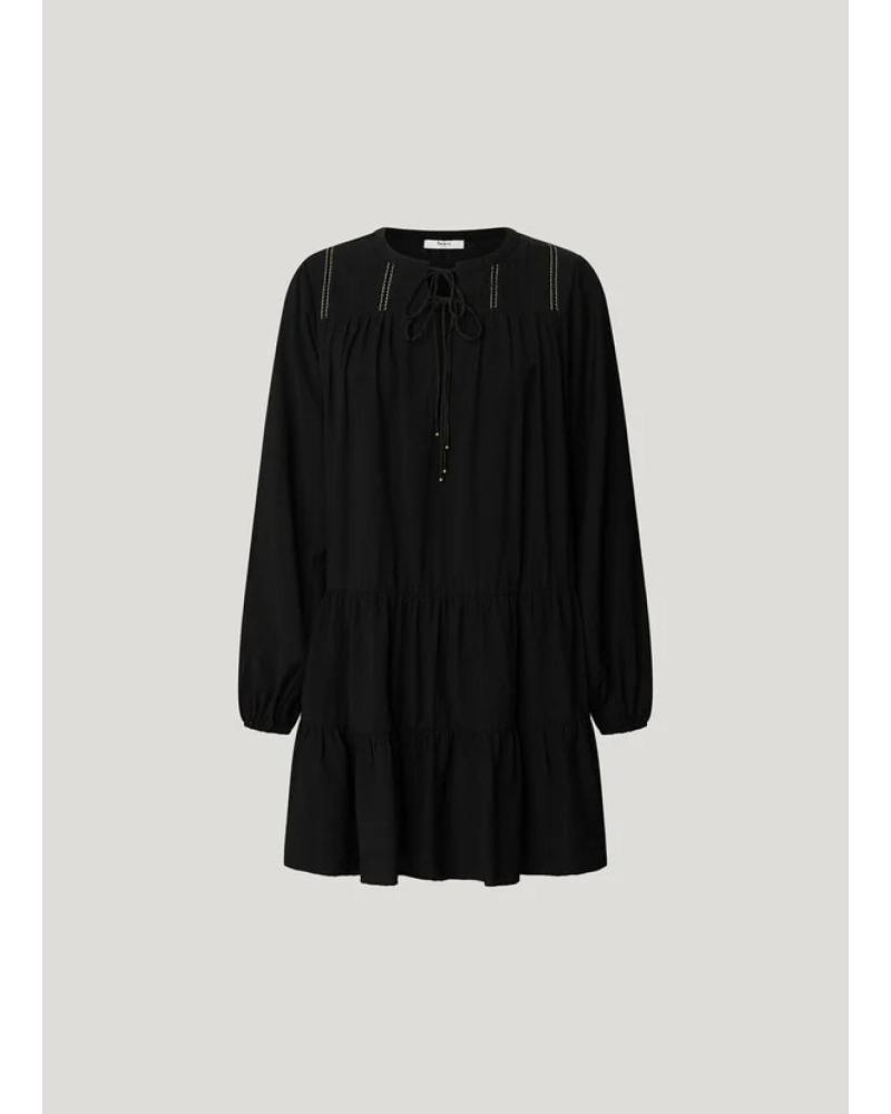 ABITO AMPIO PEPE JEANS PL9537696 NERO MANICA LUNGA CON VOLANT NEGRO