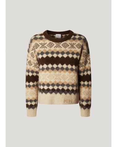 MAGLIONE PEPE JEANS PL7000039 MARRONE CON STAMPA ETNICA MARRóN