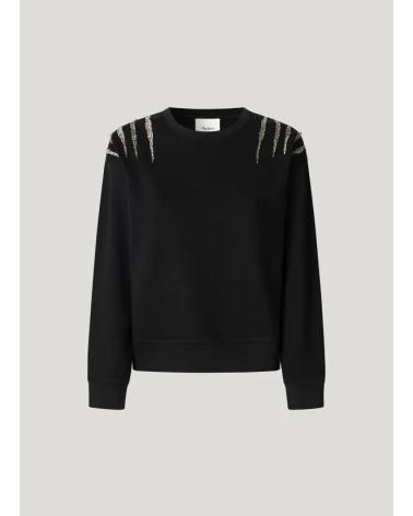 PEPE JEANS SWEATSHIRT PL5800024 SCHWARZ MIT METALL-DETAILS NEGRO