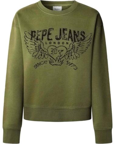 PEPE JEANS SWEATSHIRT PL5800022 MILITÄRGRÜN MIT LOGOPRINT VERDE