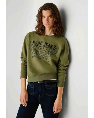 SWEAT-SHIRT VERT MILITAIRE PEPE JEANS PL5800022 AVEC LOGO IMPRIMÉ VERDE